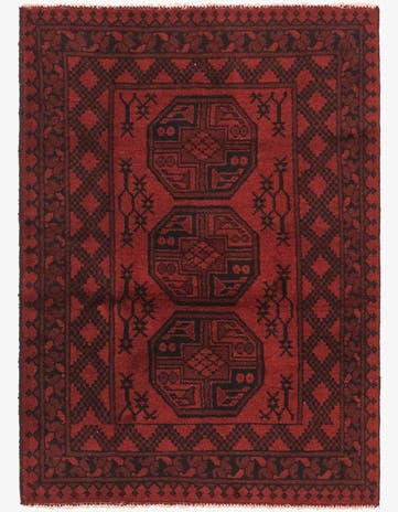 3' 3 x 4' 9 Hand Knotted Afghan Akhche Wool Rug