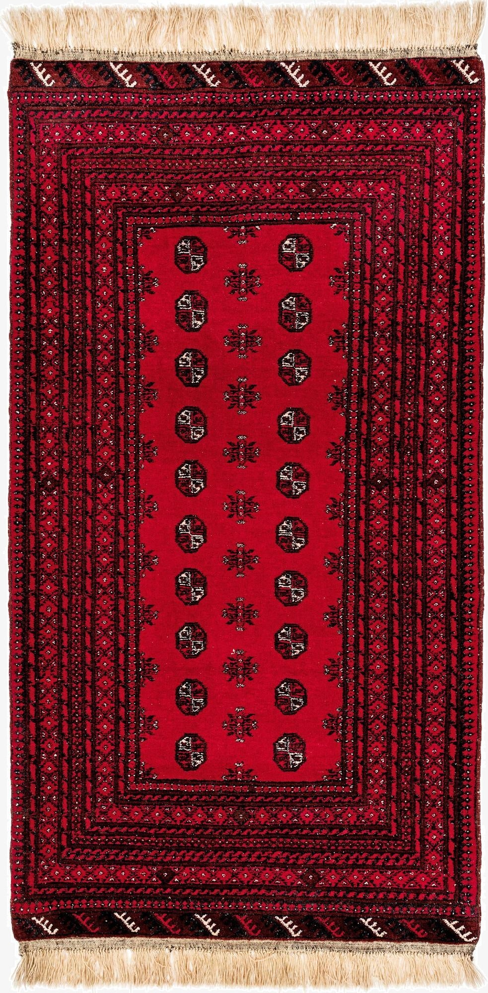 3' 7 x 6' 7  Hand Knotted Afghan Akhche Wool Rug
