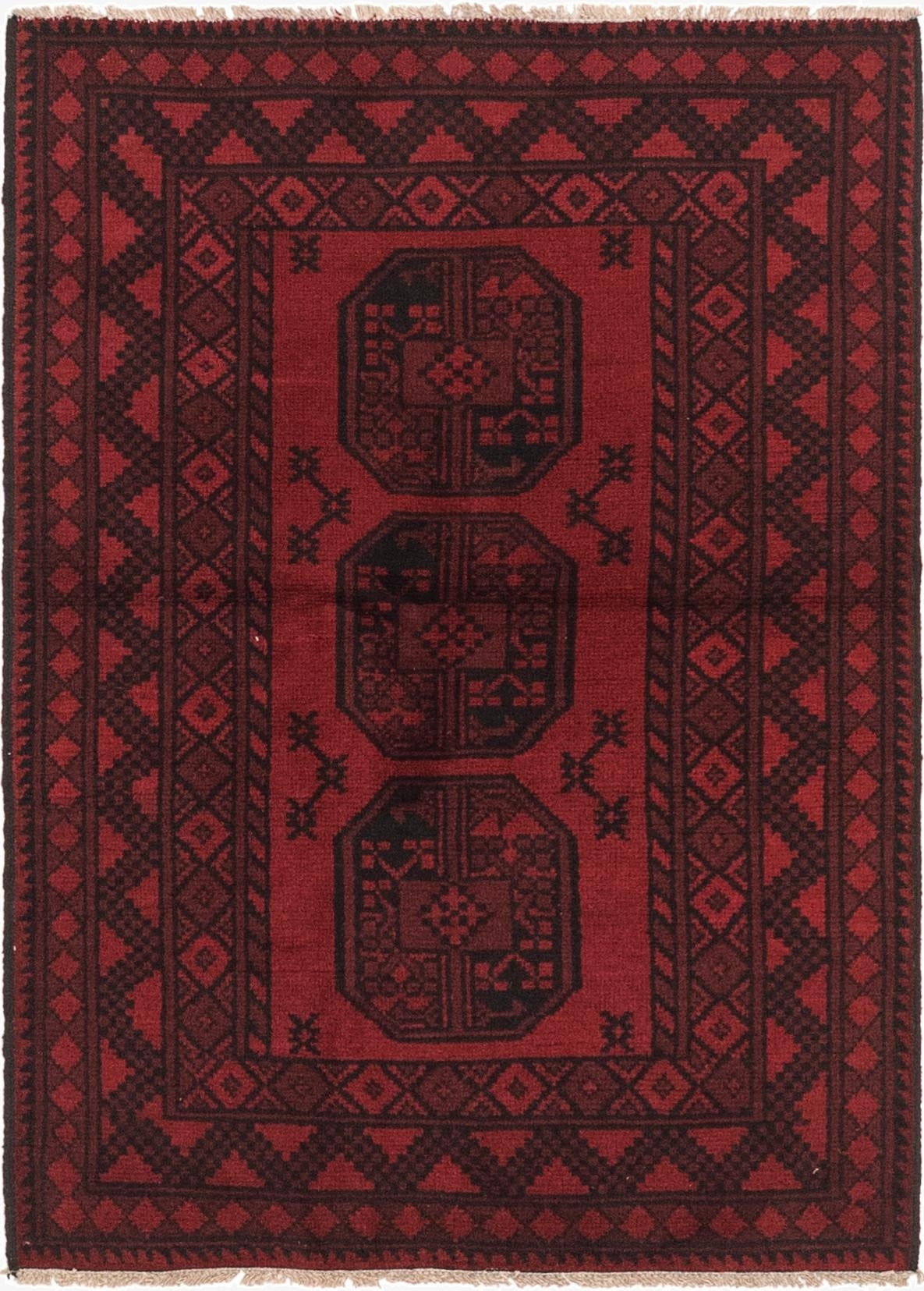 3' 3 x 4' 8  Hand Knotted Afghan Akhche Wool Rug