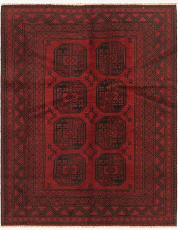 4' 11 x 6' 4 Hand Knotted Afghan Akhche Wool Rug