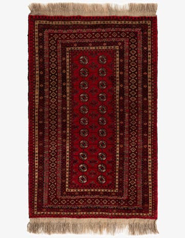 3' 7 x 5' 11 Hand Knotted Afghan Akhche Wool Rug