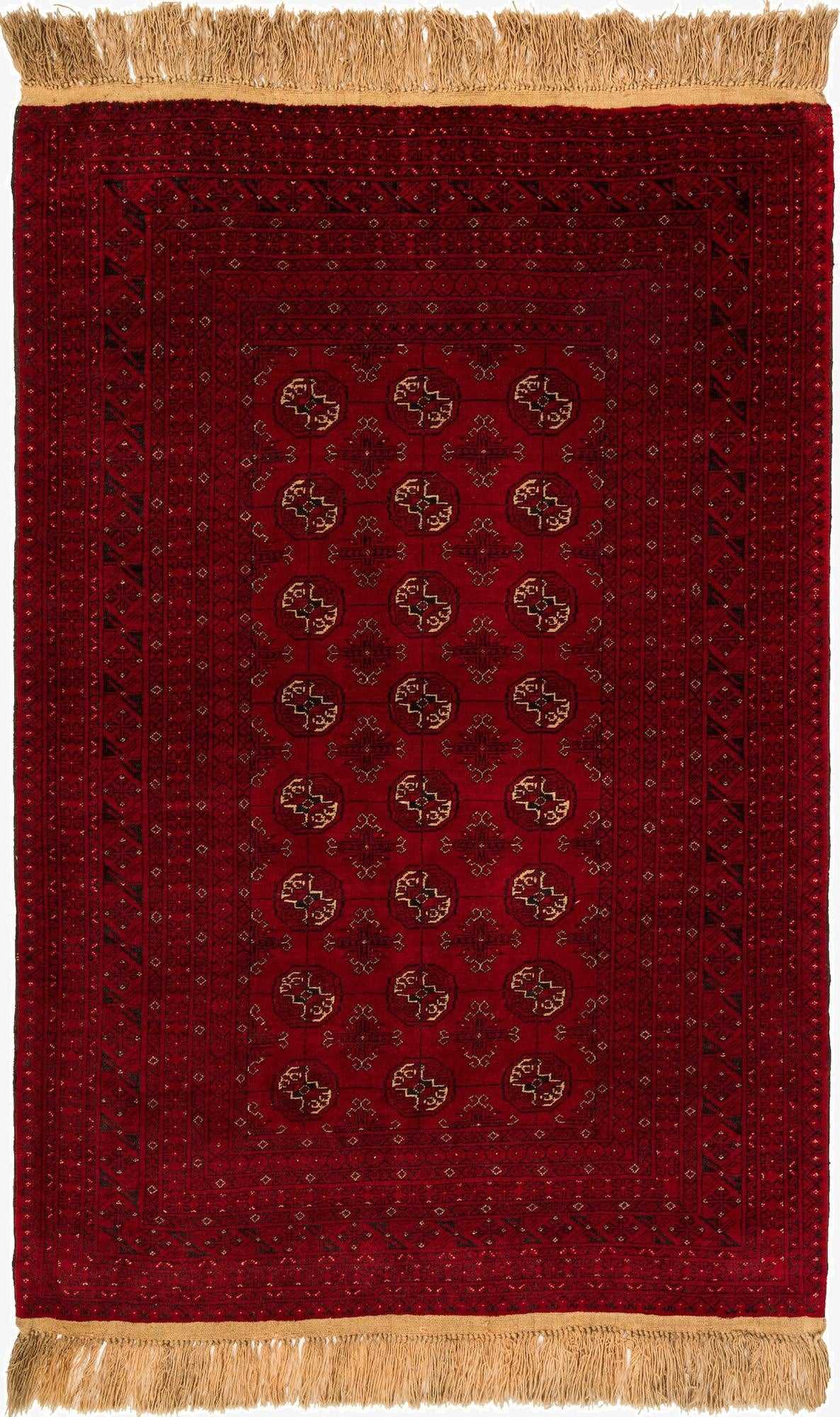 4' 3 x 6' 5  Hand Knotted Afghan Akhche Wool Rug