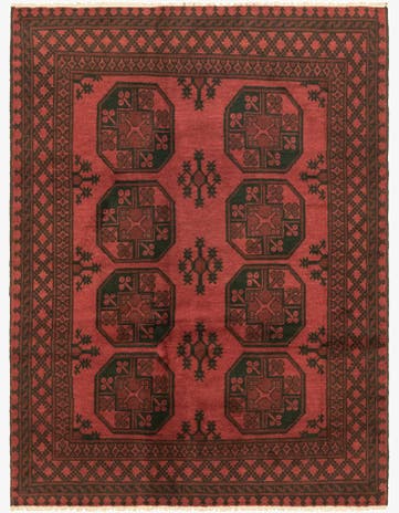 4' 9 x 6' 5 Hand Knotted Afghan Akhche Wool Rug