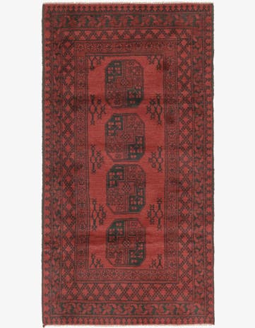 3' 3 x 6' 4 Hand Knotted Afghan Akhche Wool Rug