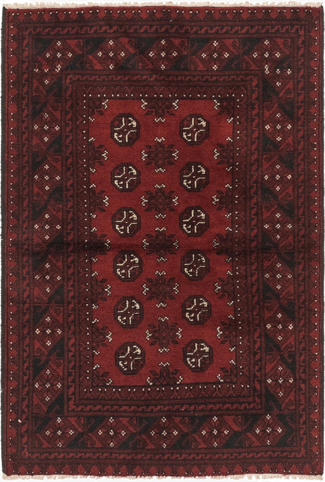 3' 2 x 4' 10  Hand Knotted Afghan Akhche Wool Rug