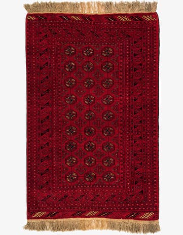 4' 1 x 6' 6 Hand Knotted Afghan Akhche Wool Rug