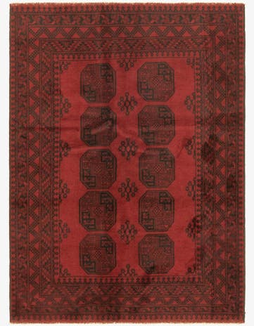 4' 9 x 6' 6 Hand Knotted Afghan Akhche Wool Rug