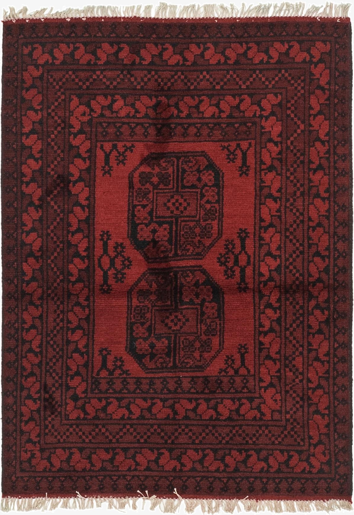 3' 5 x 4' 9  Hand Knotted Afghan Akhche Wool Rug