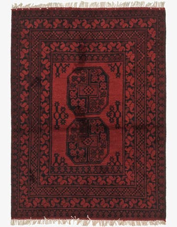 3' 5 x 4' 9 Hand Knotted Afghan Akhche Wool Rug