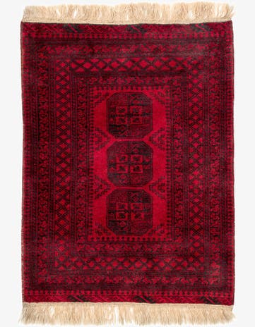 3' 5 x 4' 7 Hand Knotted Afghan Akhche Wool Rug