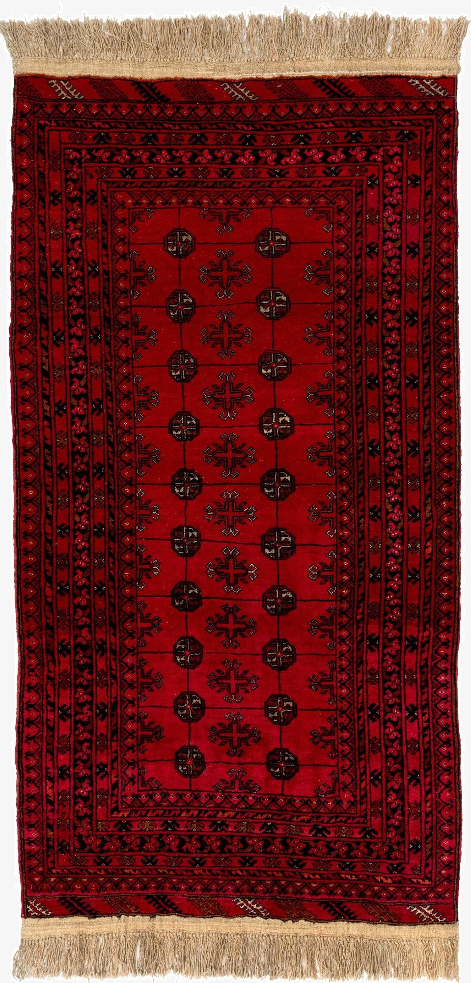 3' 5 x 6' 8  Hand Knotted Afghan Akhche Wool Rug