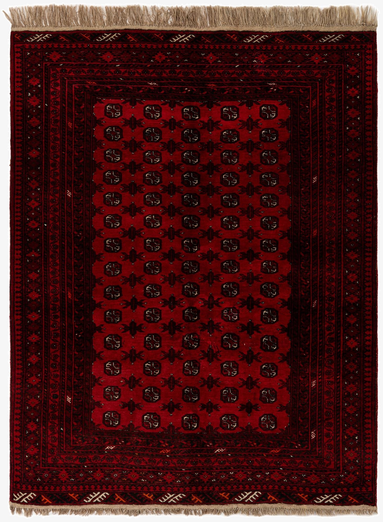 5' 3 x 6' 9  Hand Knotted Afghan Akhche Wool Rug