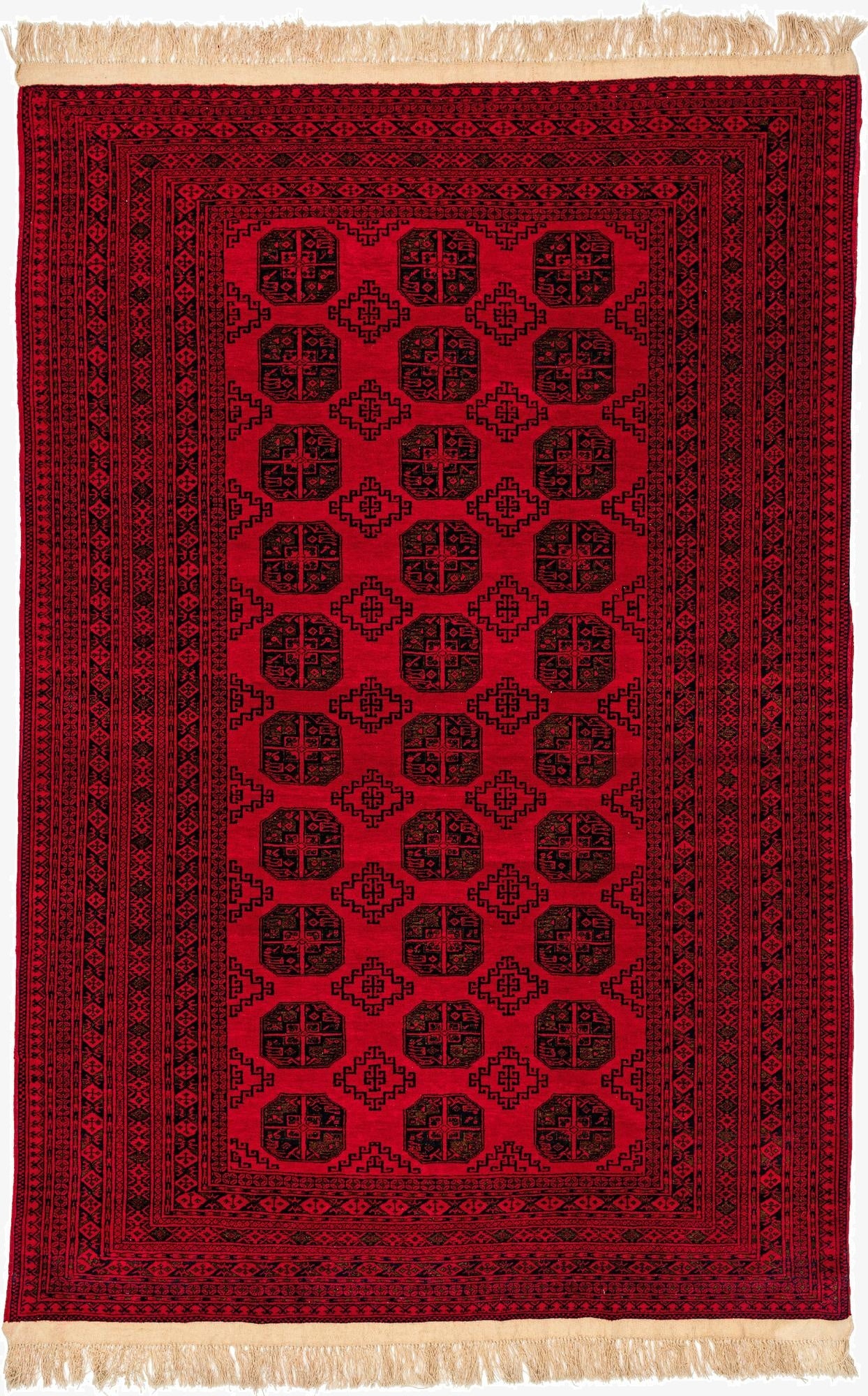 6' 6 x 10'  Hand Knotted Afghan Akhche Wool Rug