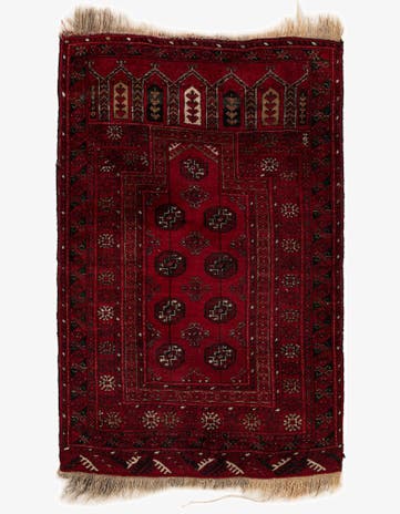2' 6 x 3' 11 Hand Knotted Afghan Akhche Oriental Wool Rug