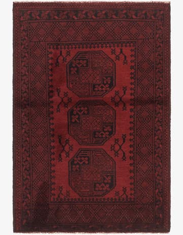 3' 5 x 5' 1 Hand Knotted Afghan Akhche Wool Rug