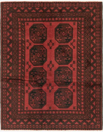 4' 10 x 6' 4 Hand Knotted Afghan Akhche Wool Rug