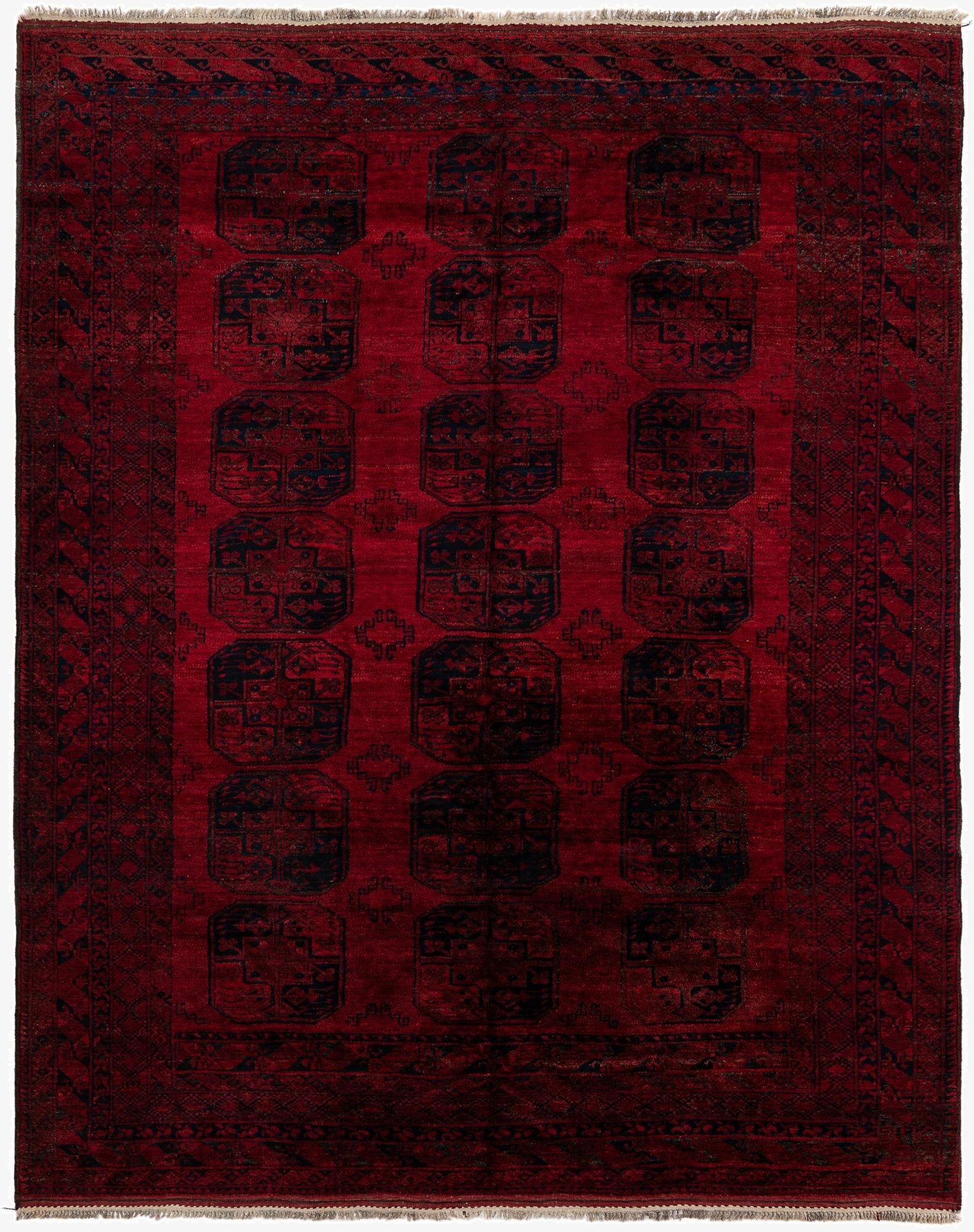 8' 4 x 10' 6  Hand Knotted Afghan Akhche Oriental Wool Rug