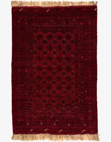 4' 2 x 6' 3 Hand Knotted Afghan Akhche Wool Rug