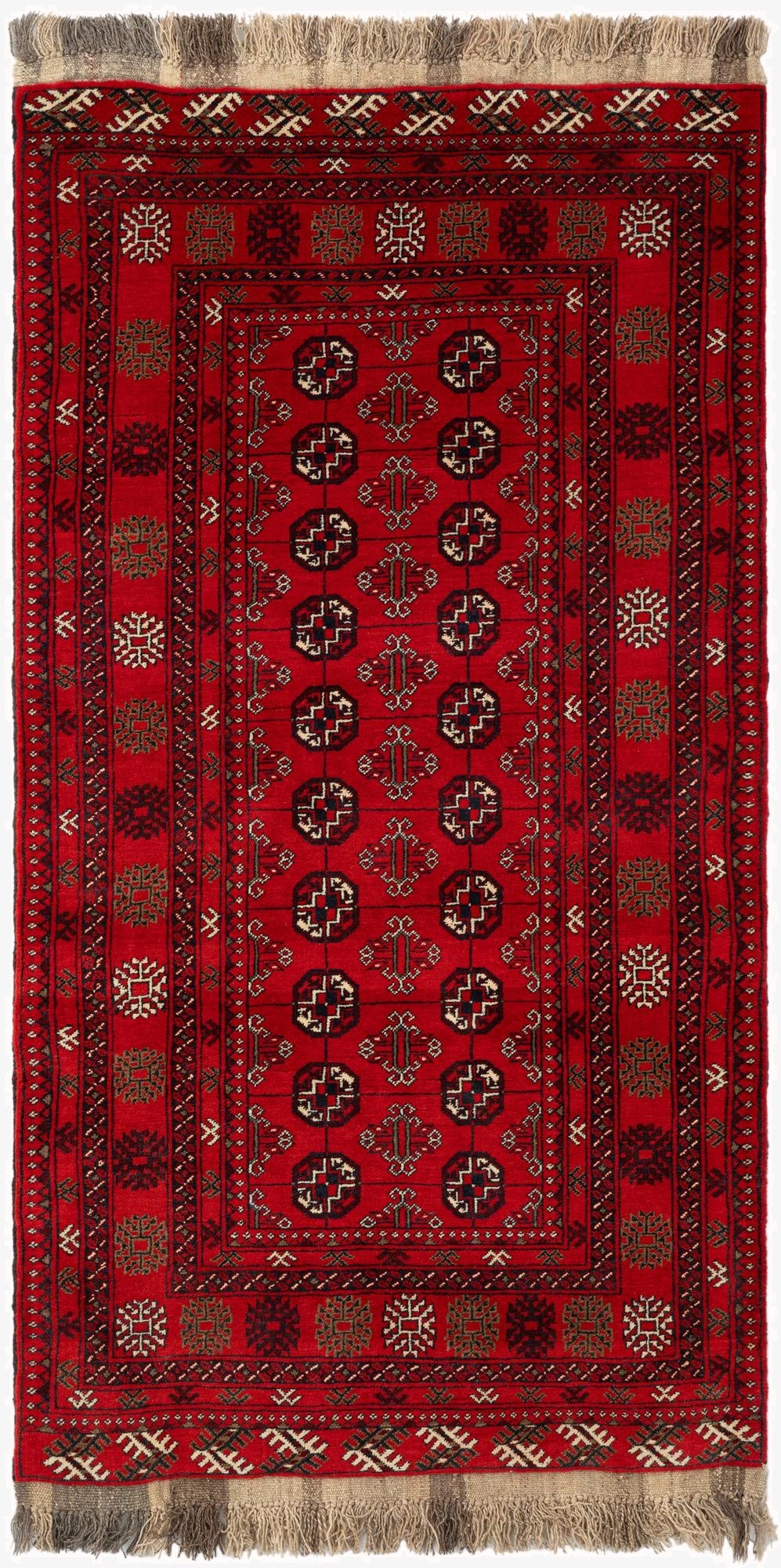 3' 4 x 6' 6  Hand Knotted Afghan Akhche Wool Rug