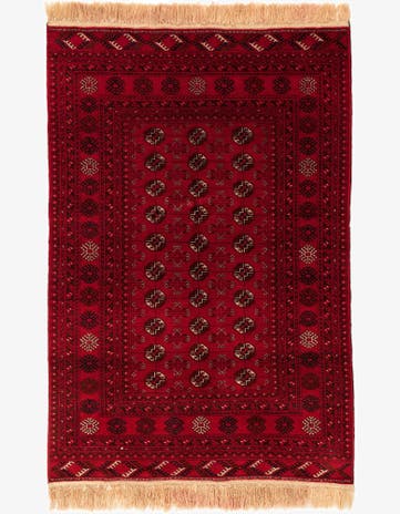 4' x 6' 2 Hand Knotted Afghan Akhche Wool Rug