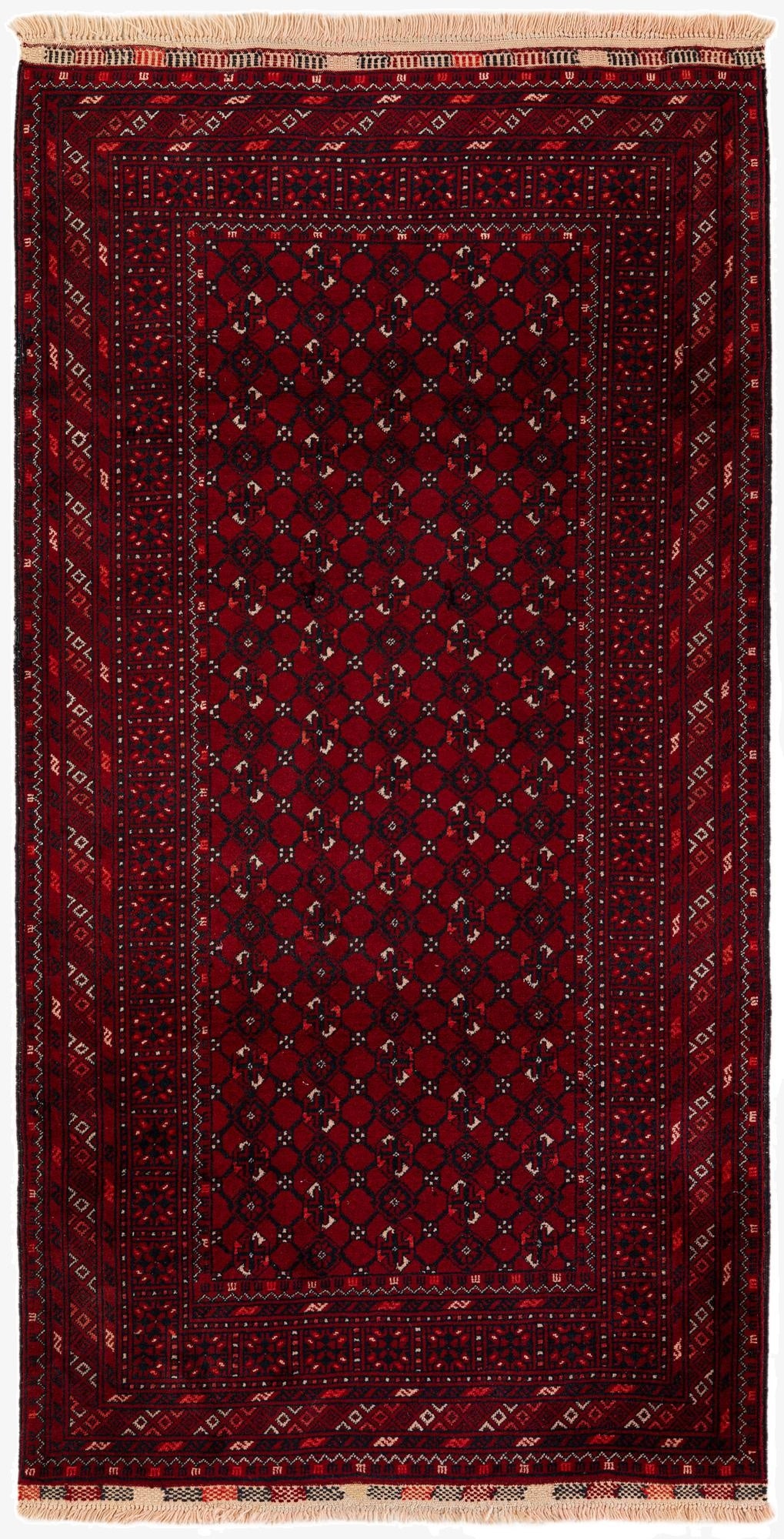 3' 5 x 6' 7  Hand Knotted Afghan Akhche Wool Rug