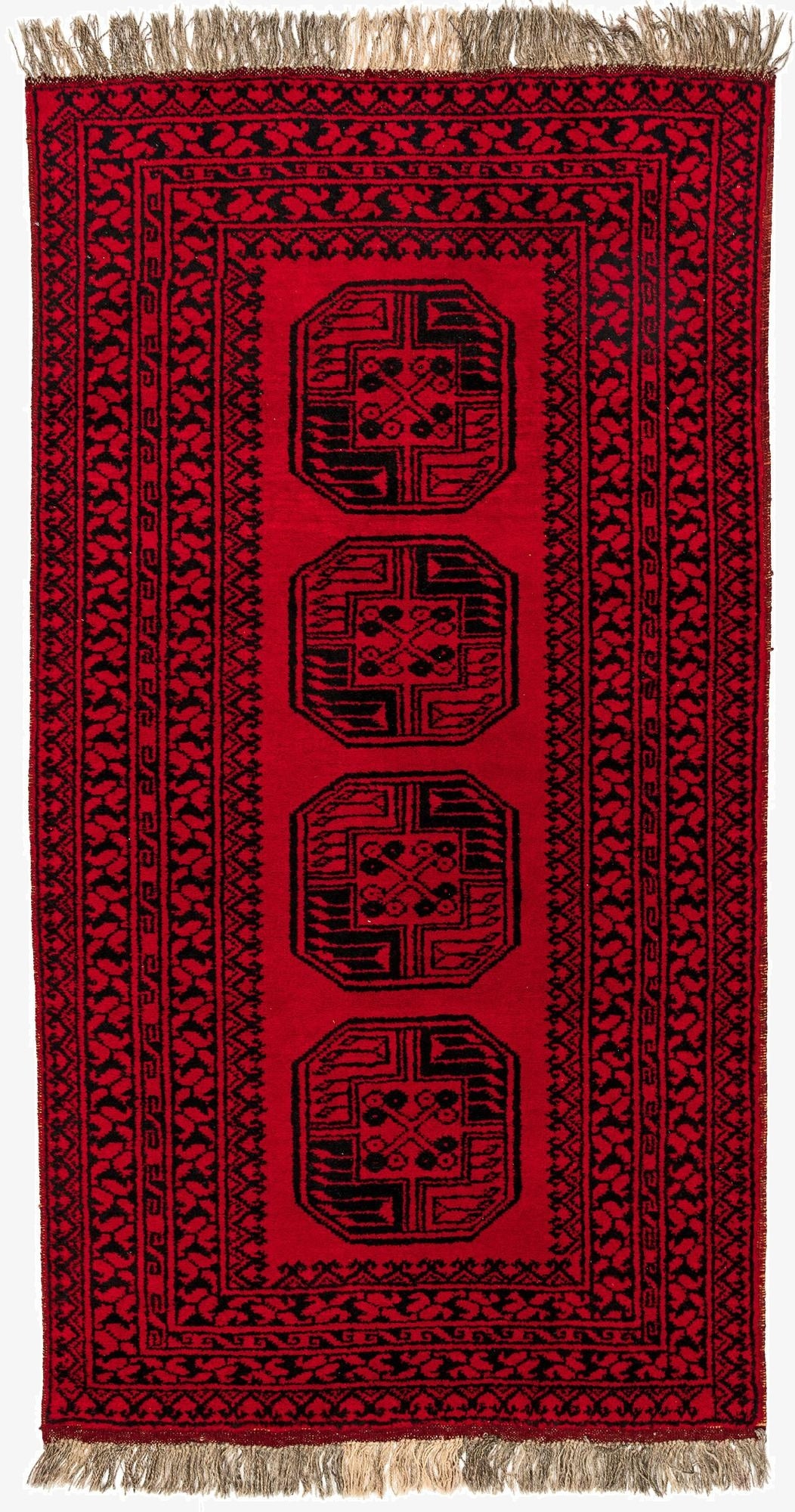 3' 4 x 6' 4  Hand Knotted Afghan Akhche Wool Rug