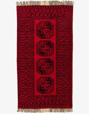 3' 4 x 6' 4 Hand Knotted Afghan Akhche Wool Rug