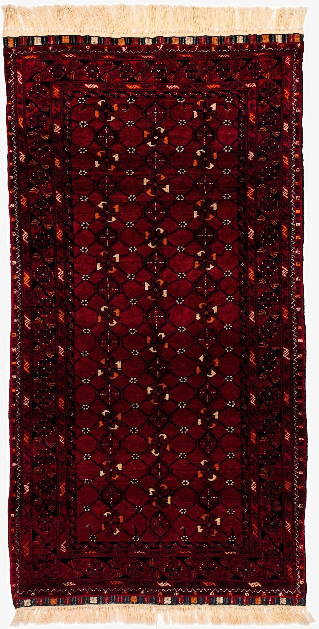 3' 5 x 6' 7  Hand Knotted Afghan Akhche Wool Rug