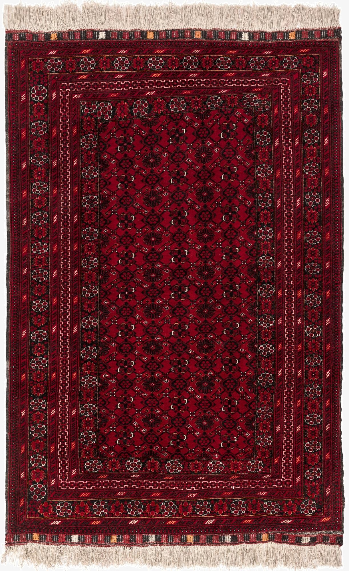 4' 3 x 6' 9  Hand Knotted Afghan Akhche Wool Rug
