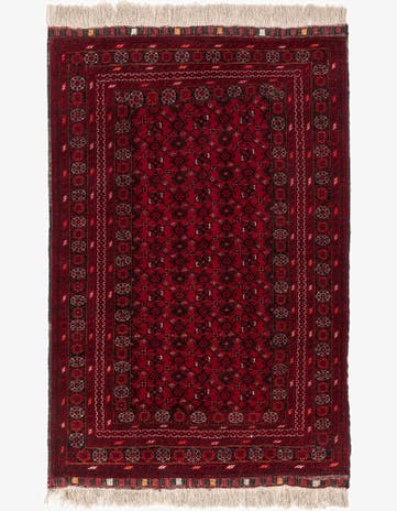 4' 3 x 6' 9 Hand Knotted Afghan Akhche Wool Rug