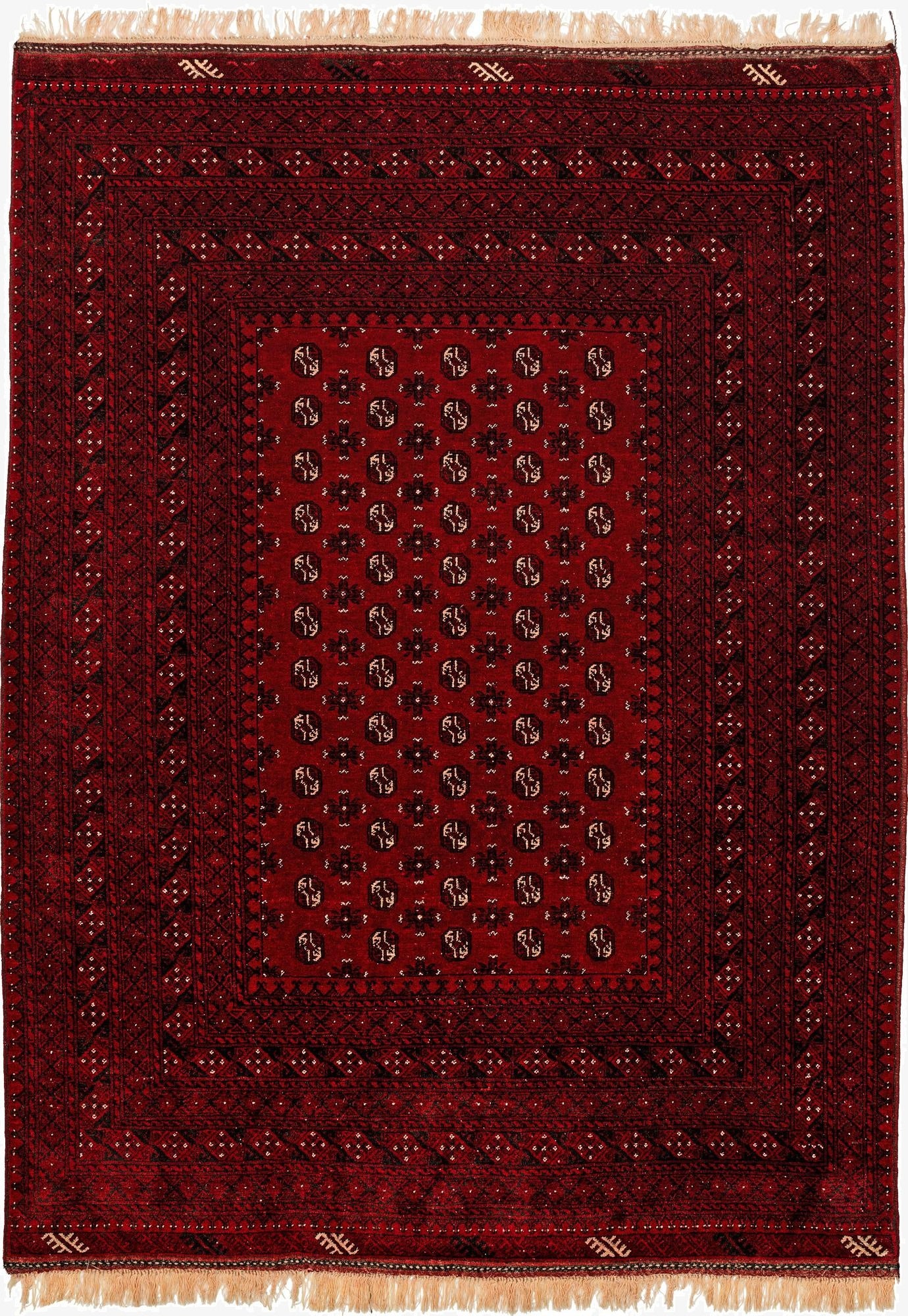 6' 9 x 8' 10  Hand Knotted Afghan Akhche Wool Rug