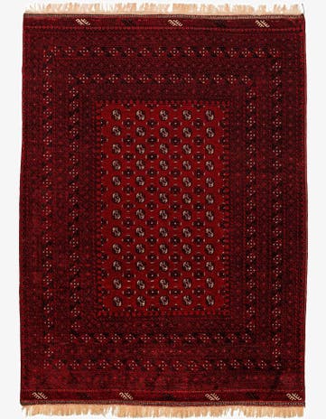 6' 9 x 8' 10 Hand Knotted Afghan Akhche Wool Rug