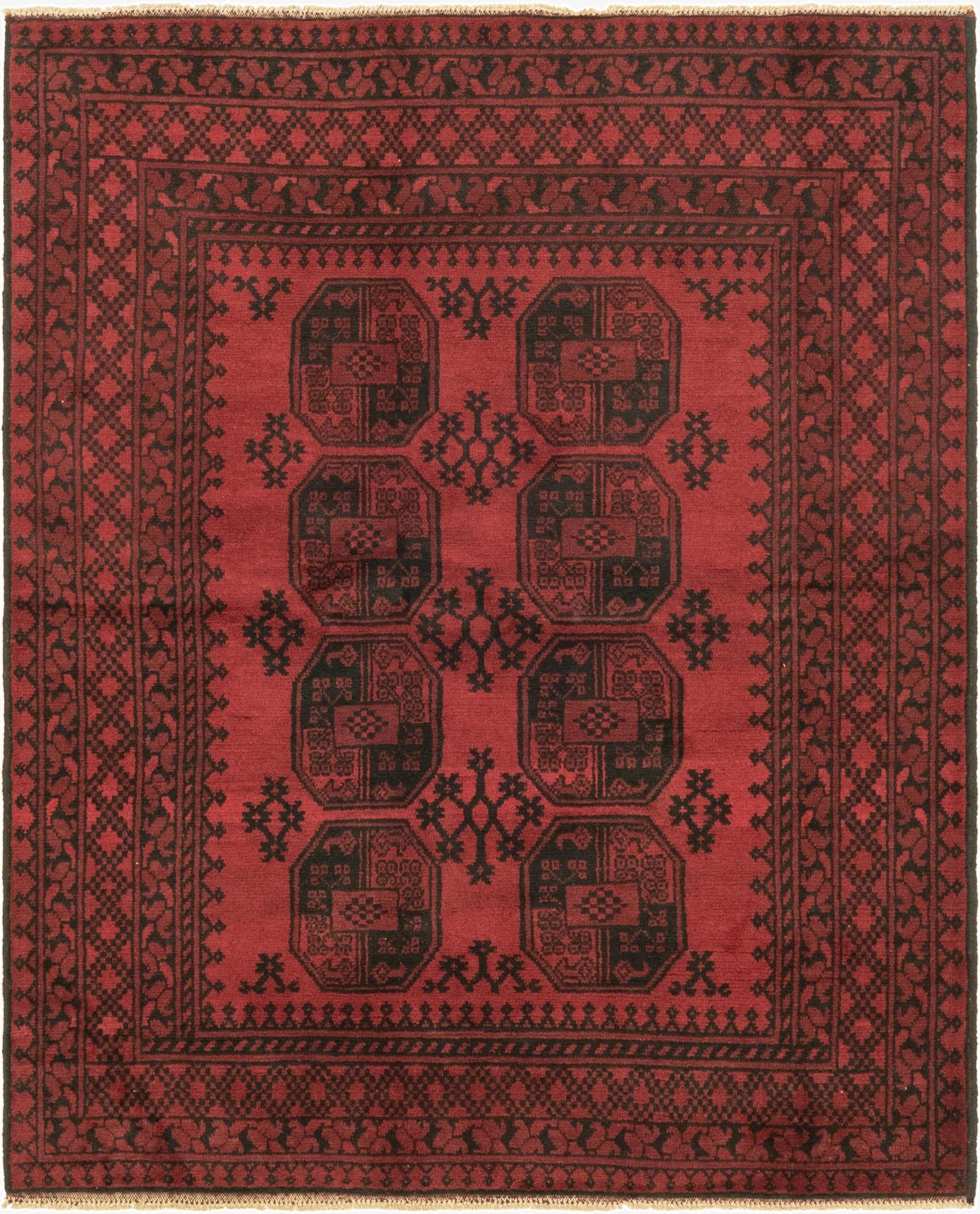 5' x 6' 3  Hand Knotted Afghan Akhche Wool Rug
