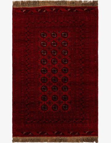 4' x 6' 5 Hand Knotted Afghan Akhche Wool Rug