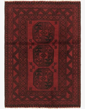 3' 3 x 4' 9 Hand Knotted Afghan Akhche Wool Rug