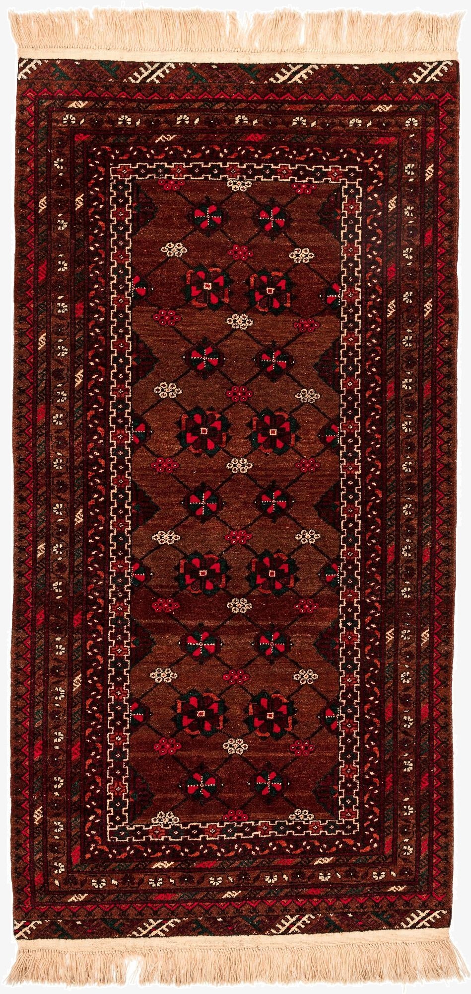 3' 5 x 6' 10  Hand Knotted Afghan Akhche Wool Rug