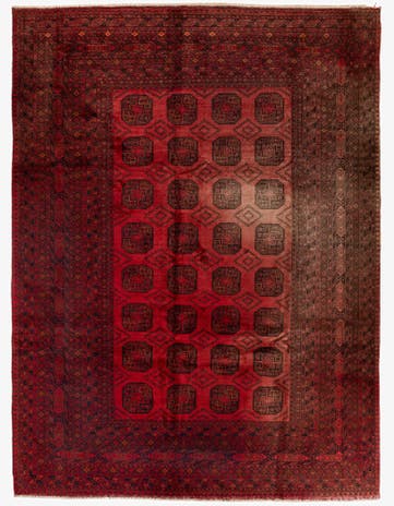 8' 7 x 11' 5 Hand Knotted Afghan Akhche Wool Rug