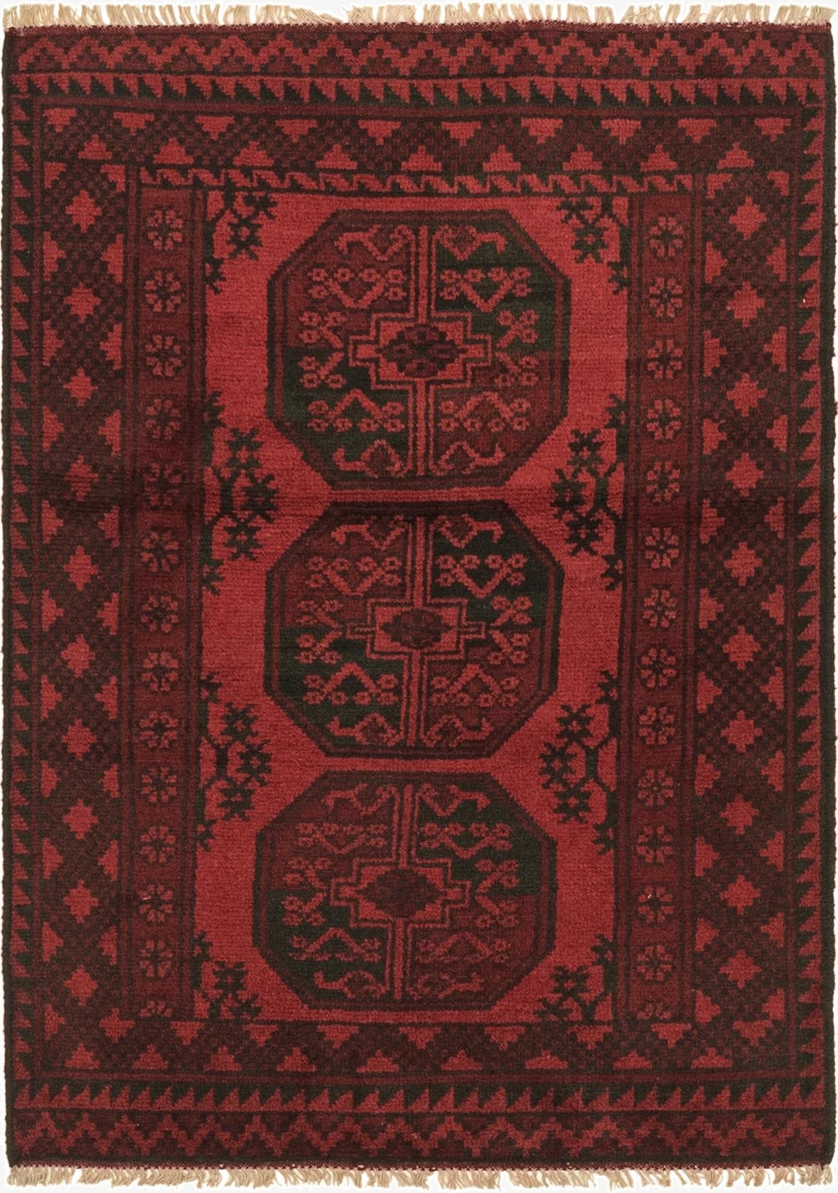 3' 3 x 4' 8  Hand Knotted Afghan Akhche Wool Rug