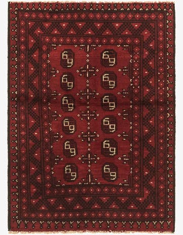 3' 3 x 4' 9 Hand Knotted Afghan Akhche Wool Rug
