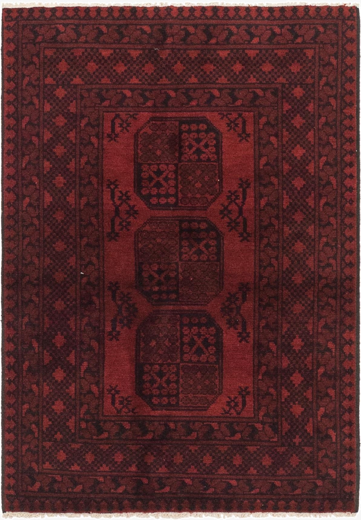 3' 3 x 4' 11  Hand Knotted Afghan Akhche Wool Rug