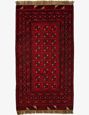 3' 4 x 6' 1 Hand Knotted Afghan Akhche Wool Rug