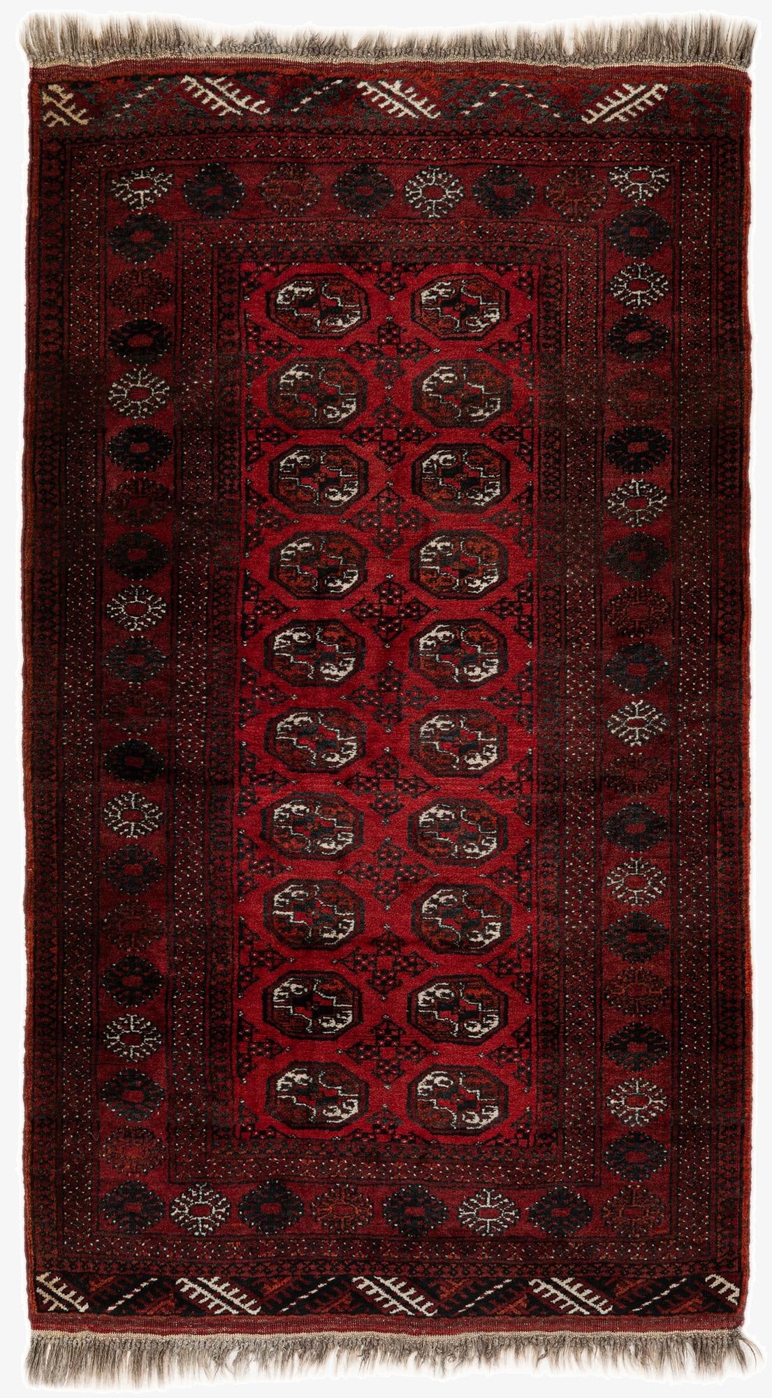 3' 6 x 6' 1  Hand Knotted Afghan Akhche Wool Rug