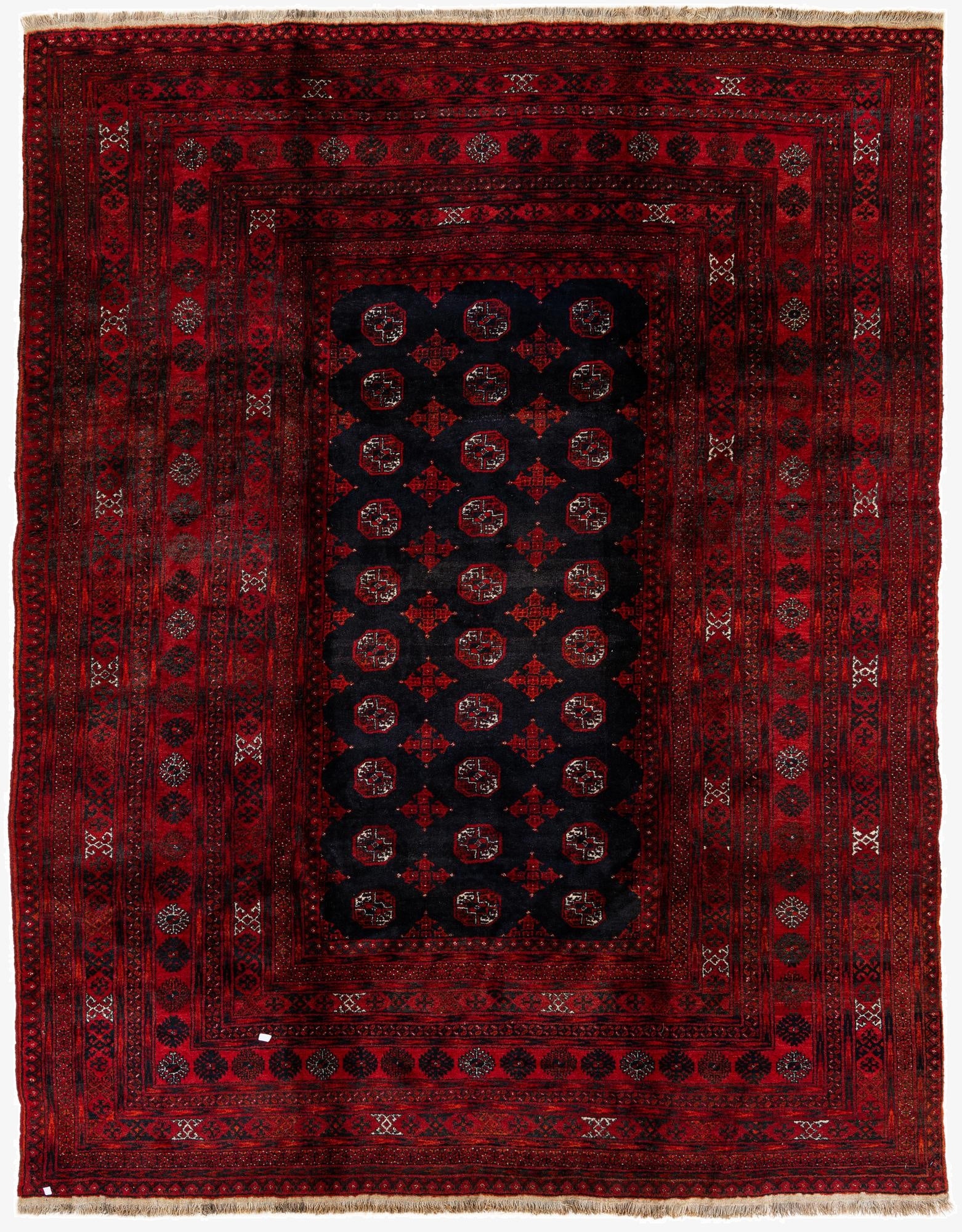 7' 11 x 9' 9  Hand Knotted Afghan Akhche Wool Rug
