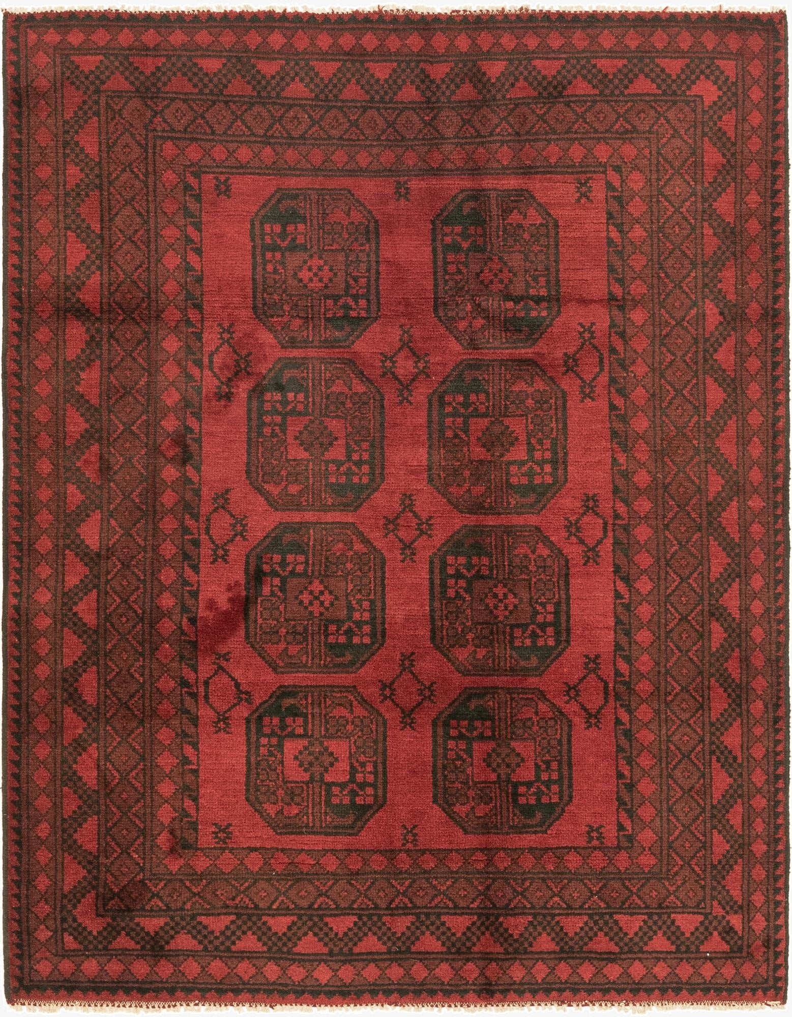 5' x 6' 4  Hand Knotted Afghan Akhche Wool Rug
