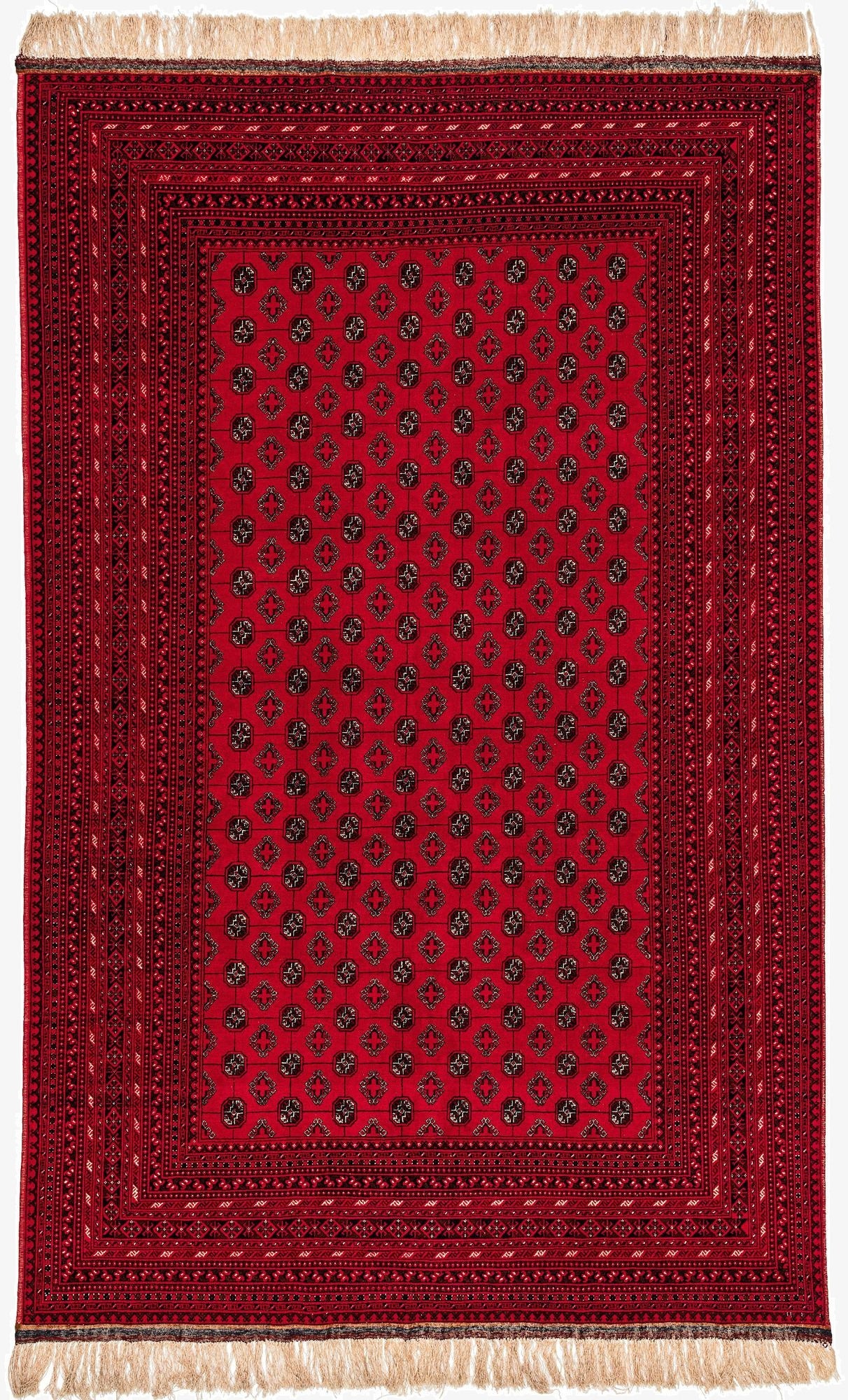 6' 6 x 10' 1  Hand Knotted Afghan Akhche Oriental Wool Rug