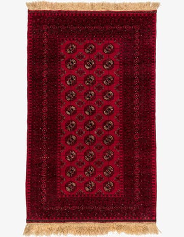 4' 2 x 6' 10 Hand Knotted Afghan Akhche Wool Rug