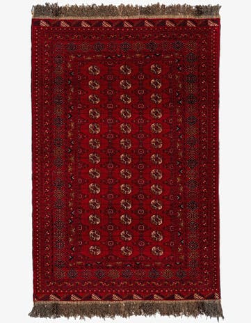 4' 1 x 6' 4 Hand Knotted Afghan Akhche Wool Rug