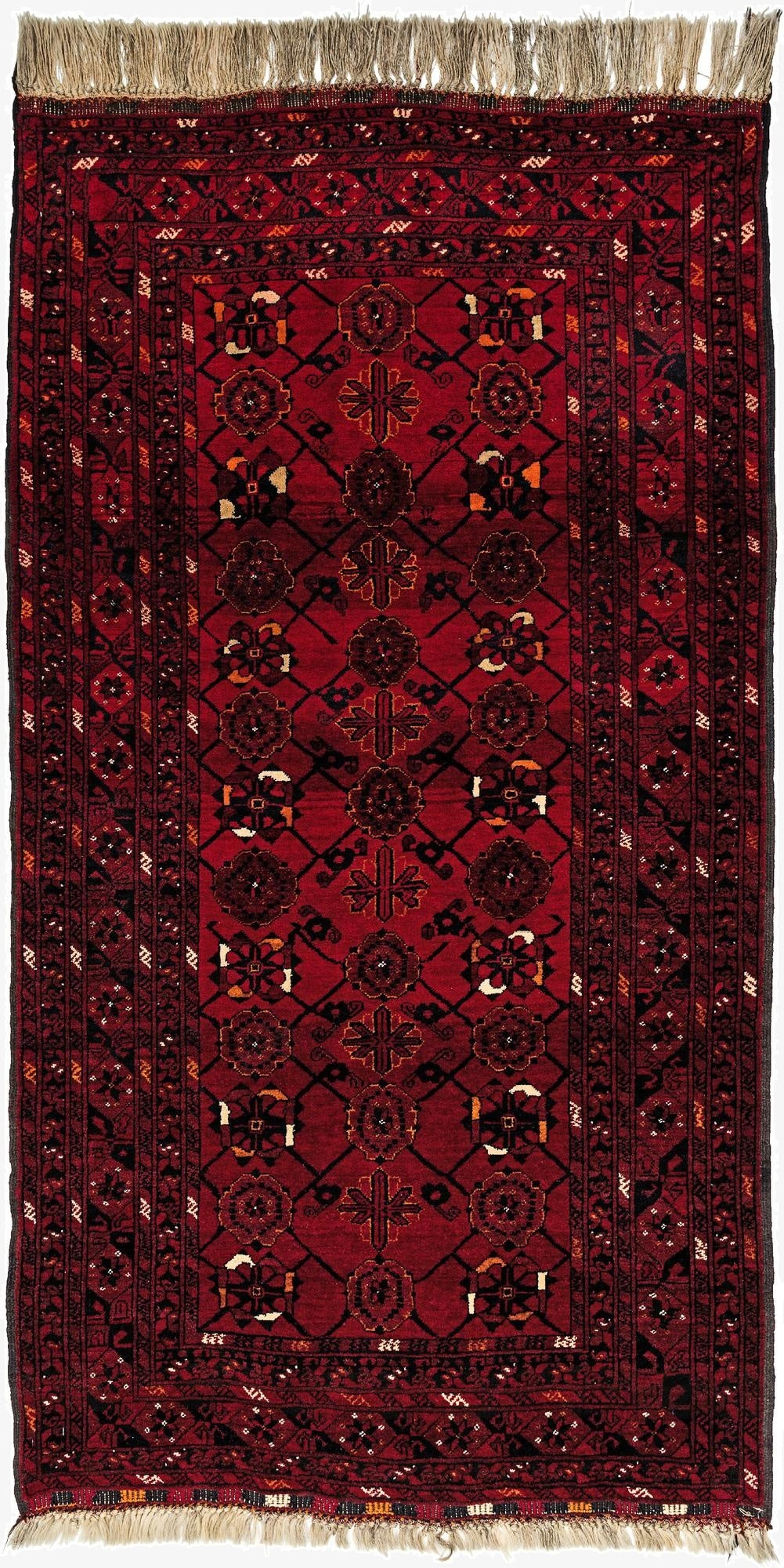 3' 8 x 7'  Hand Knotted Afghan Akhche Wool Rug