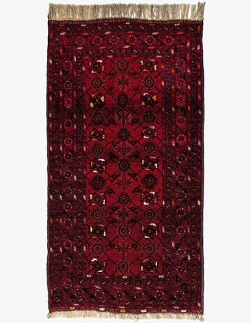 3' 8 x 7' Hand Knotted Afghan Akhche Wool Rug