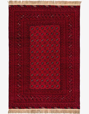 6' 7 x 9' 10 Hand Knotted Afghan Akhche Wool Rug